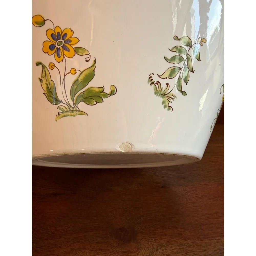 Vieux Provence Green Trim Large Salad Serving Bowl